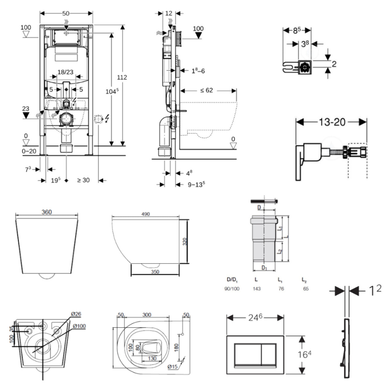 Duofix pack WC bâti-support + WC suspendu sans bride Ceramia PixL avec abattant SoftClose + plaque (GEDCEPXBMT05-FR)