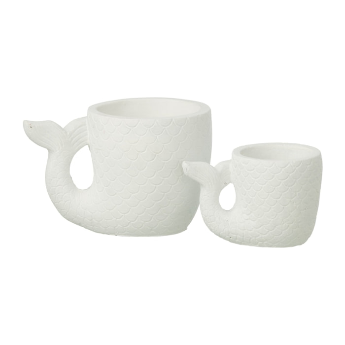 J-Line Cache-pot Poisson - céramique - blanc - large