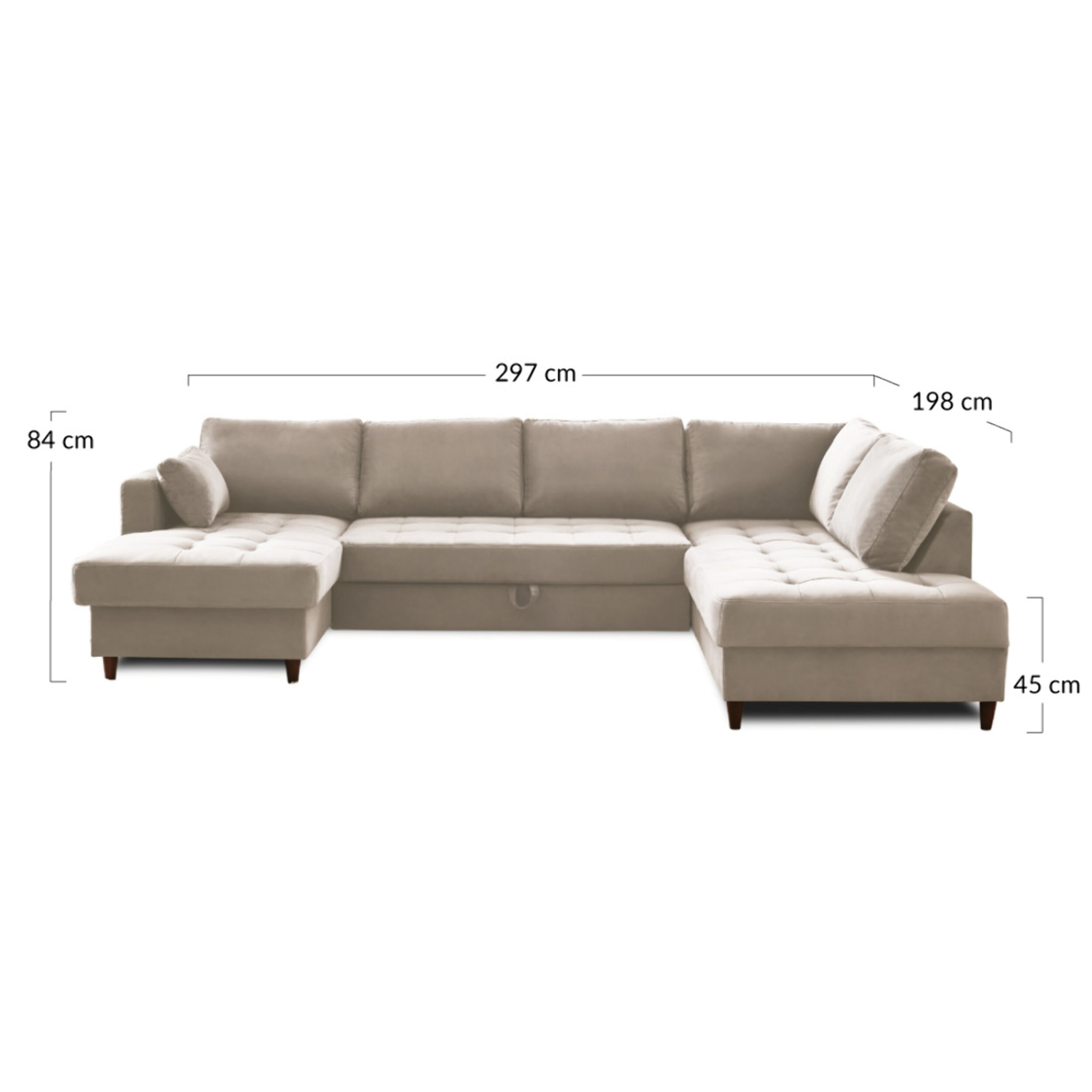 Anna - canapé panoramique d'angle droit - 7 places - convertible avec coffre - en velours - Rouille