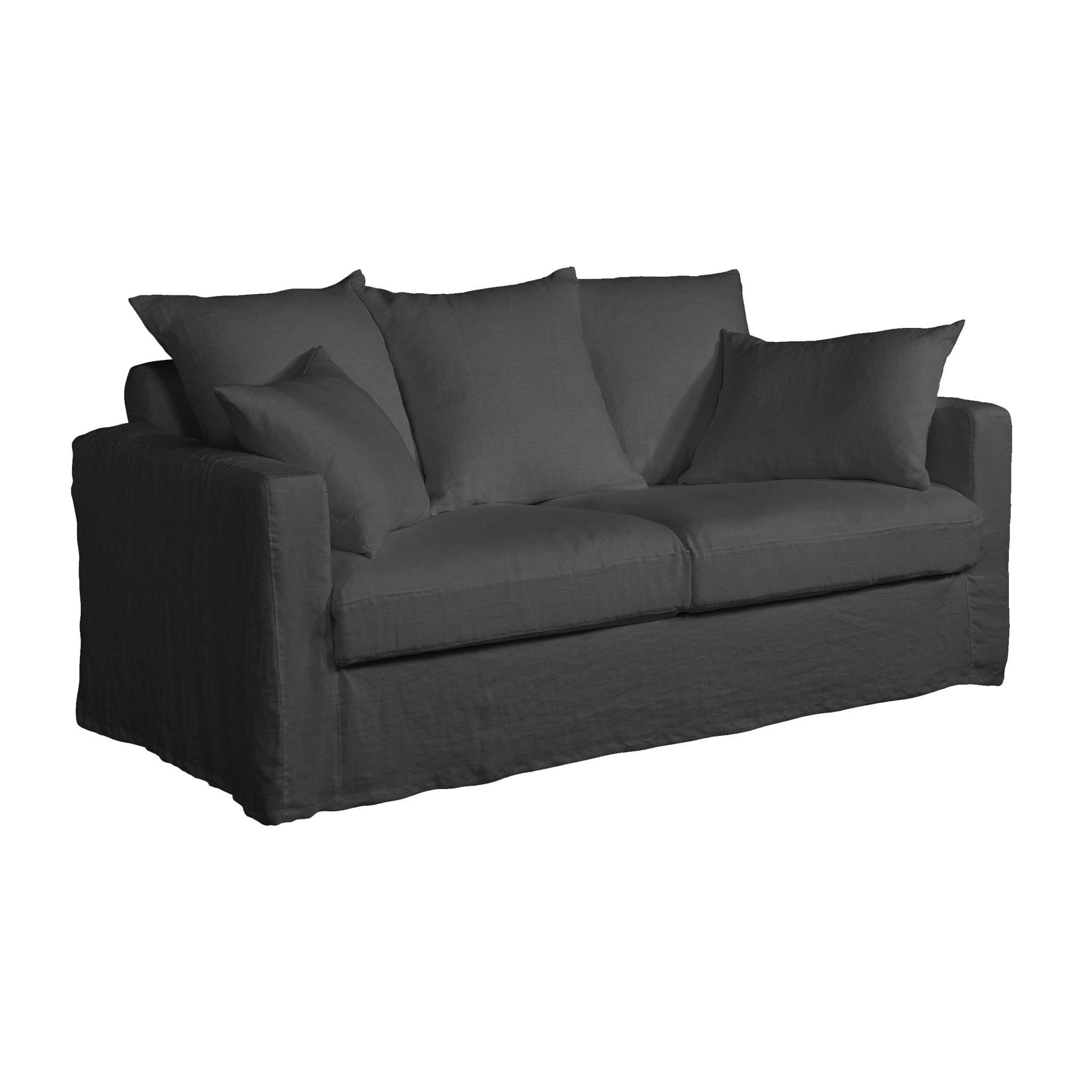 Canapé lin 3 pl SOFIA 177 cm fixe tissu Anthracite 100% déhoussable – Fab France