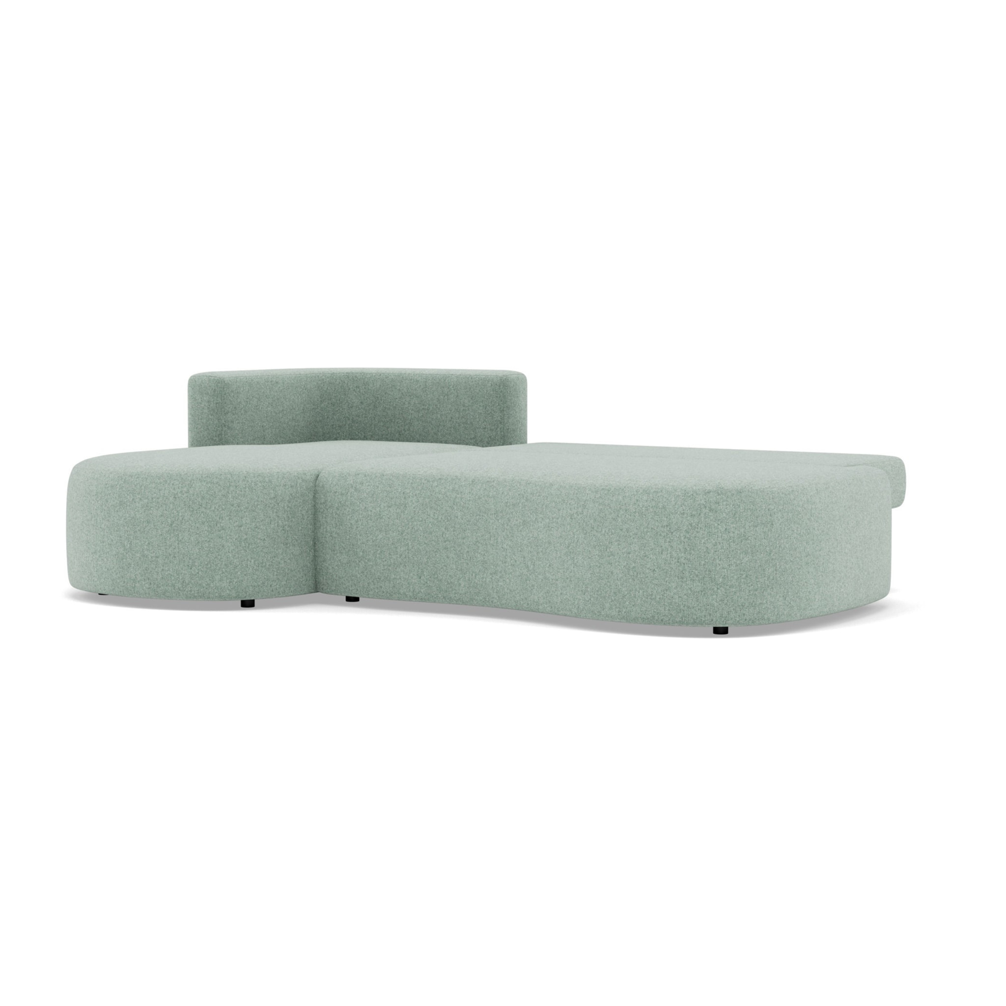 Mahina - canapé d'angle gauche 4 places convertible avec coffre en tissu texturé - Bleu