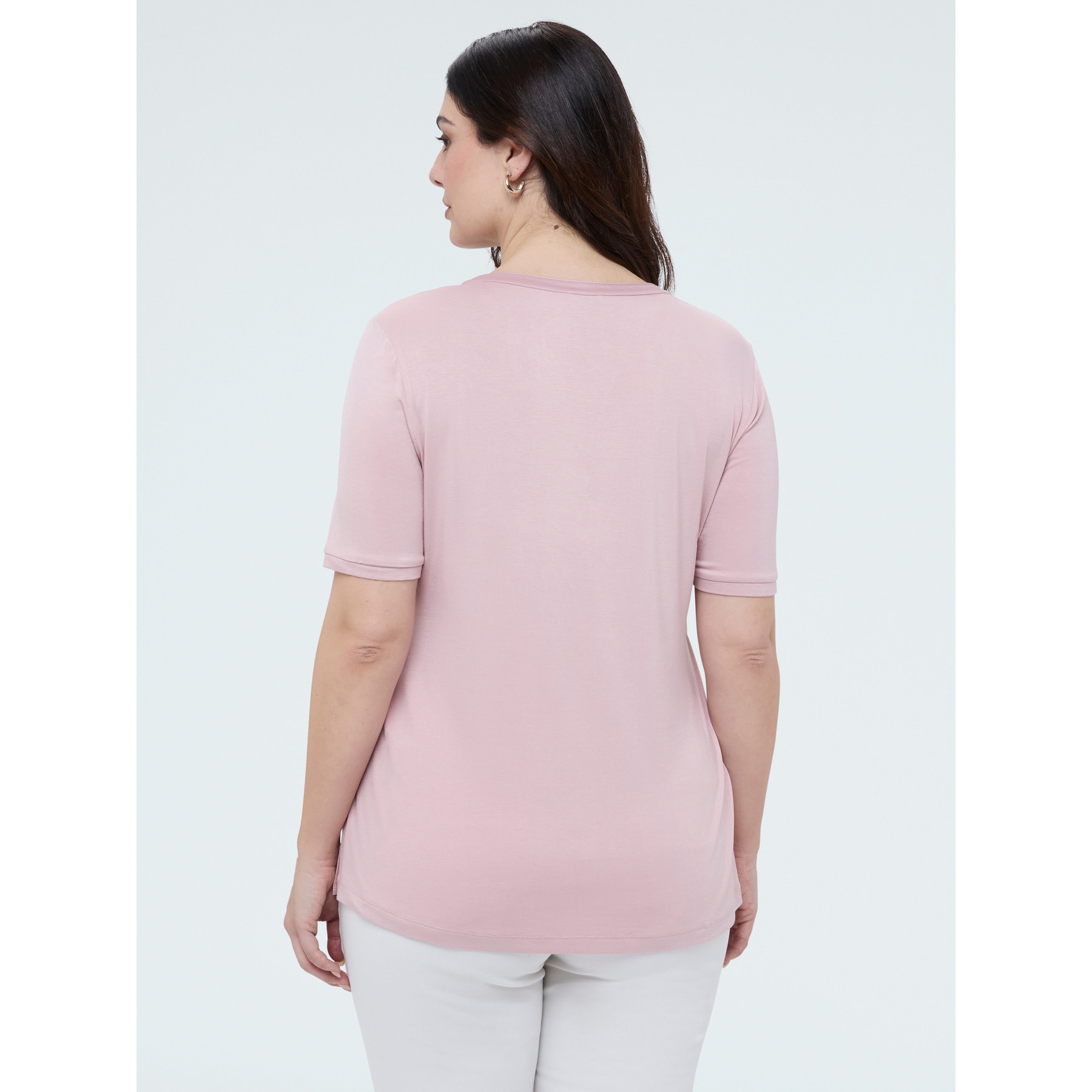 Fiorella Rubino - Camiseta bimaterial en mezcla de viscosa - Rosa
