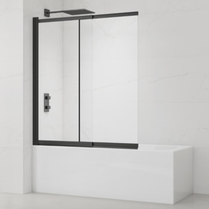 Swiss Aqua Technologies Vision 140x120 cm pare-baignoire coulissant en verre, traitement Easy Clean, noir (SATVZVI120CT)