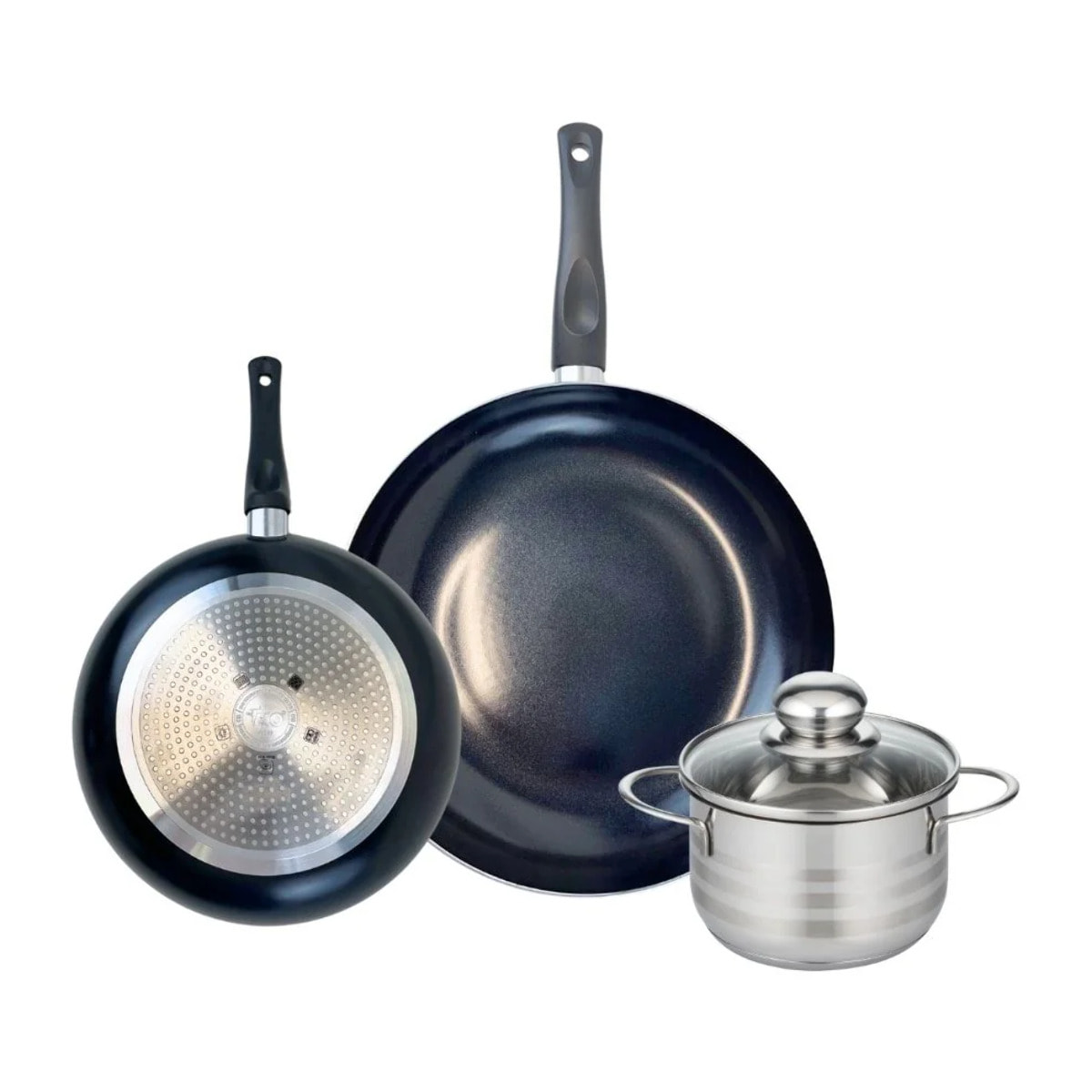 Ensemble de 2 Poêles de cuisson 24 et 32 cm et 1 faitout 16 cm Elo Prima Brillant