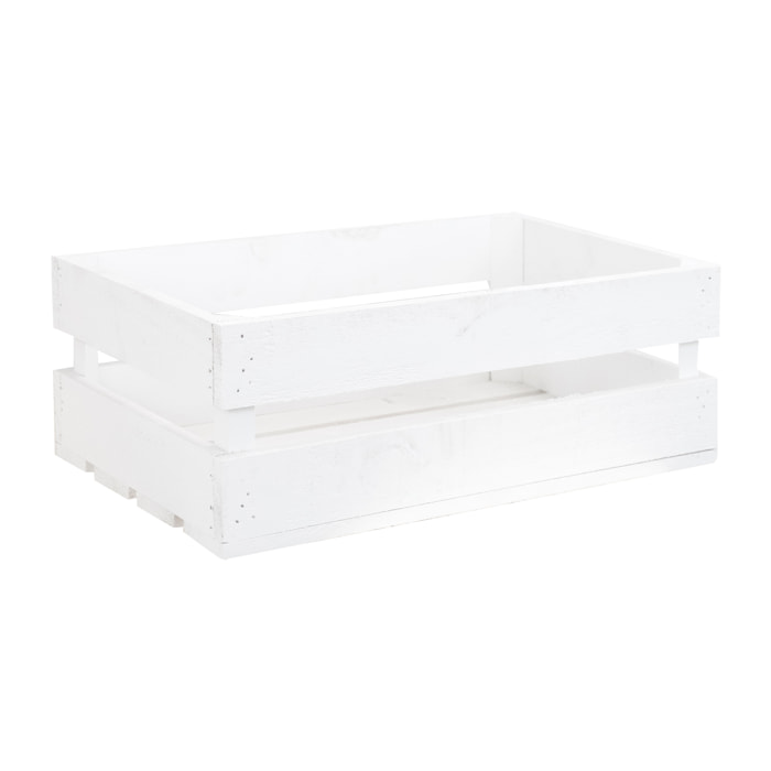 Caja de madera maciza en tono blanco mediana Alto: 17.5 Largo: 49 Ancho: 29.5