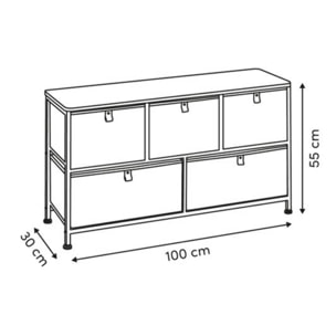 Commode basse Tissa beige 5 tiroirs