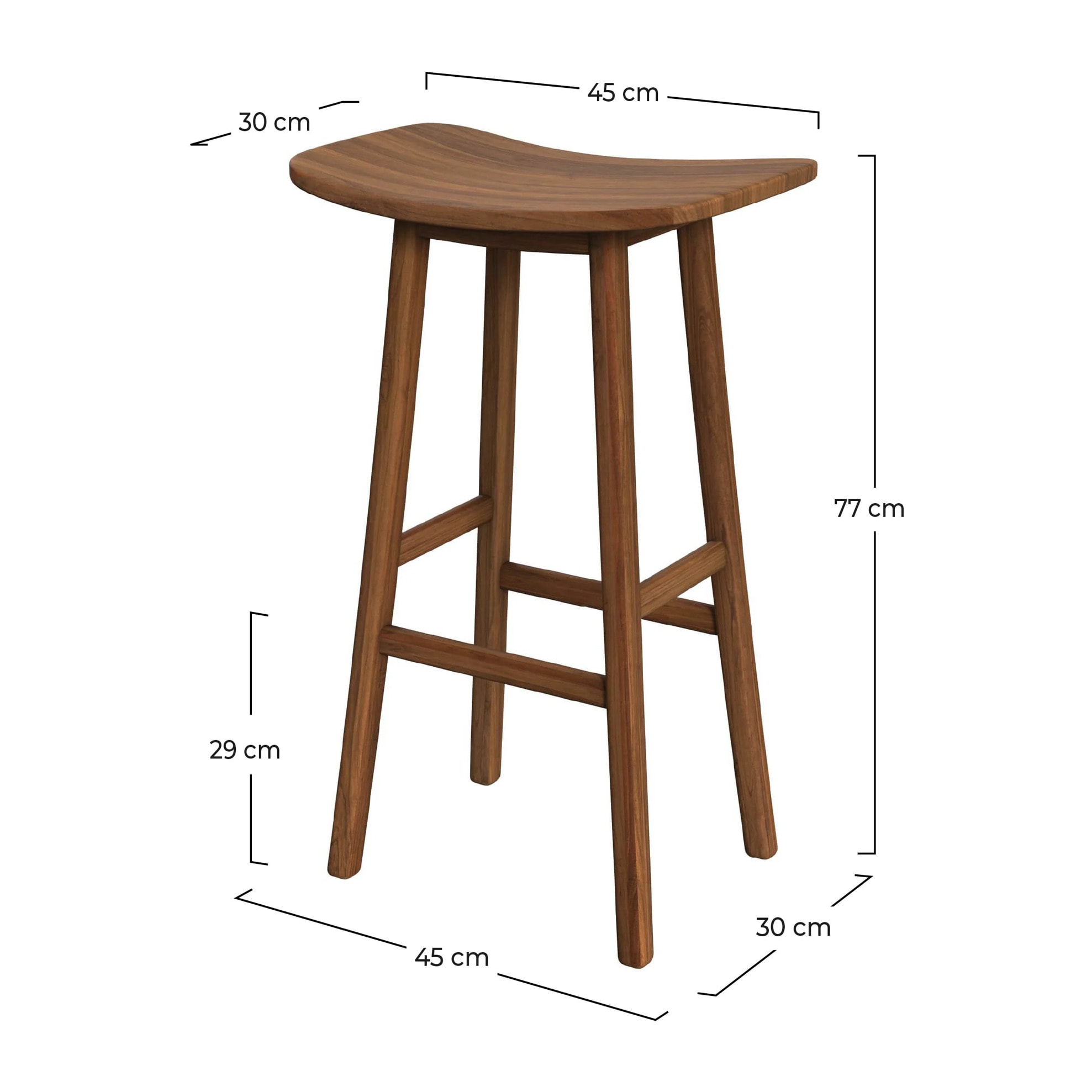 Tabouret de bar en bois de teck 77 cm - Vittoria