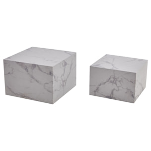 Fabio - lot de 2 tables basses - marbre blanc - Blanc