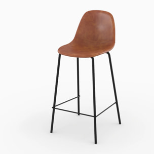 Chaise pour îlot central en cuir synthétique camel 65 cm - Henrik