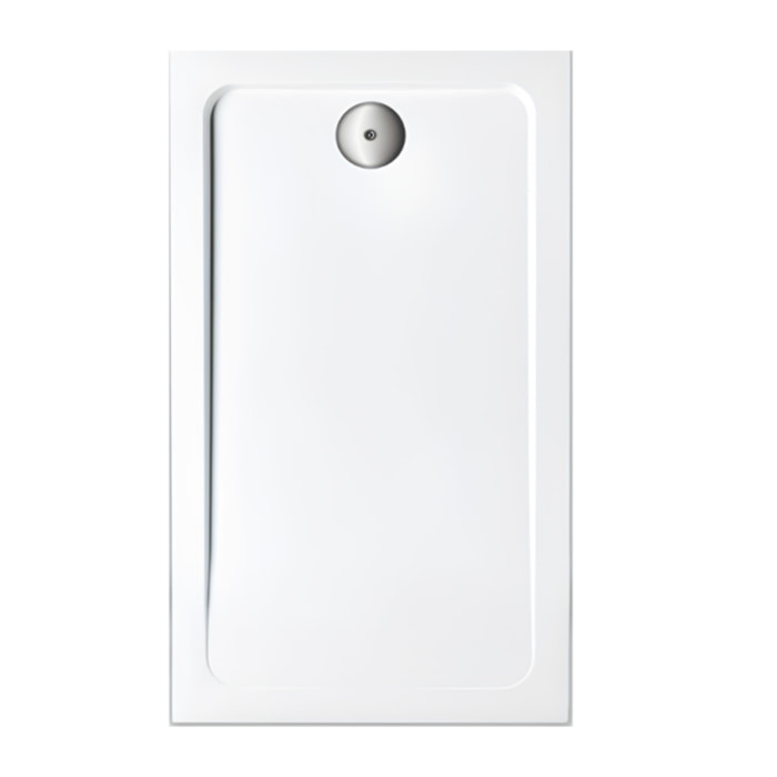 Receveur de douche 100 x 80 cm Flight rectangle blanc avec bonde verticale chromé