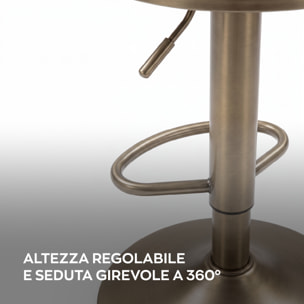 Kin - Sgabello Bar Industrial Chic 42x85x33,5 cm Seduta Girevole con Altezza Regolabile in Metallo Marrone