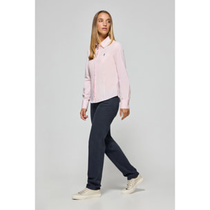 Camisa slim de popelín rosa con logo bordado Rigby Go