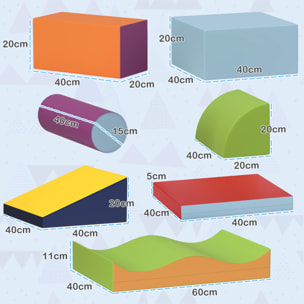 7 blocs de construction en mousse XXL - modules de motricité - certifiés normes EN71-1-2-3 - mousse EPE revêtement PU multicolore