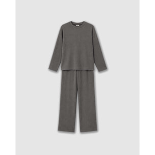 Pijama canalé raya ancha gris marengo