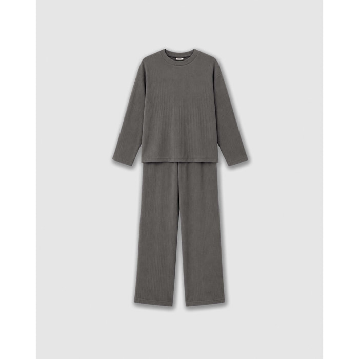 Pijama canalé raya ancha gris marengo