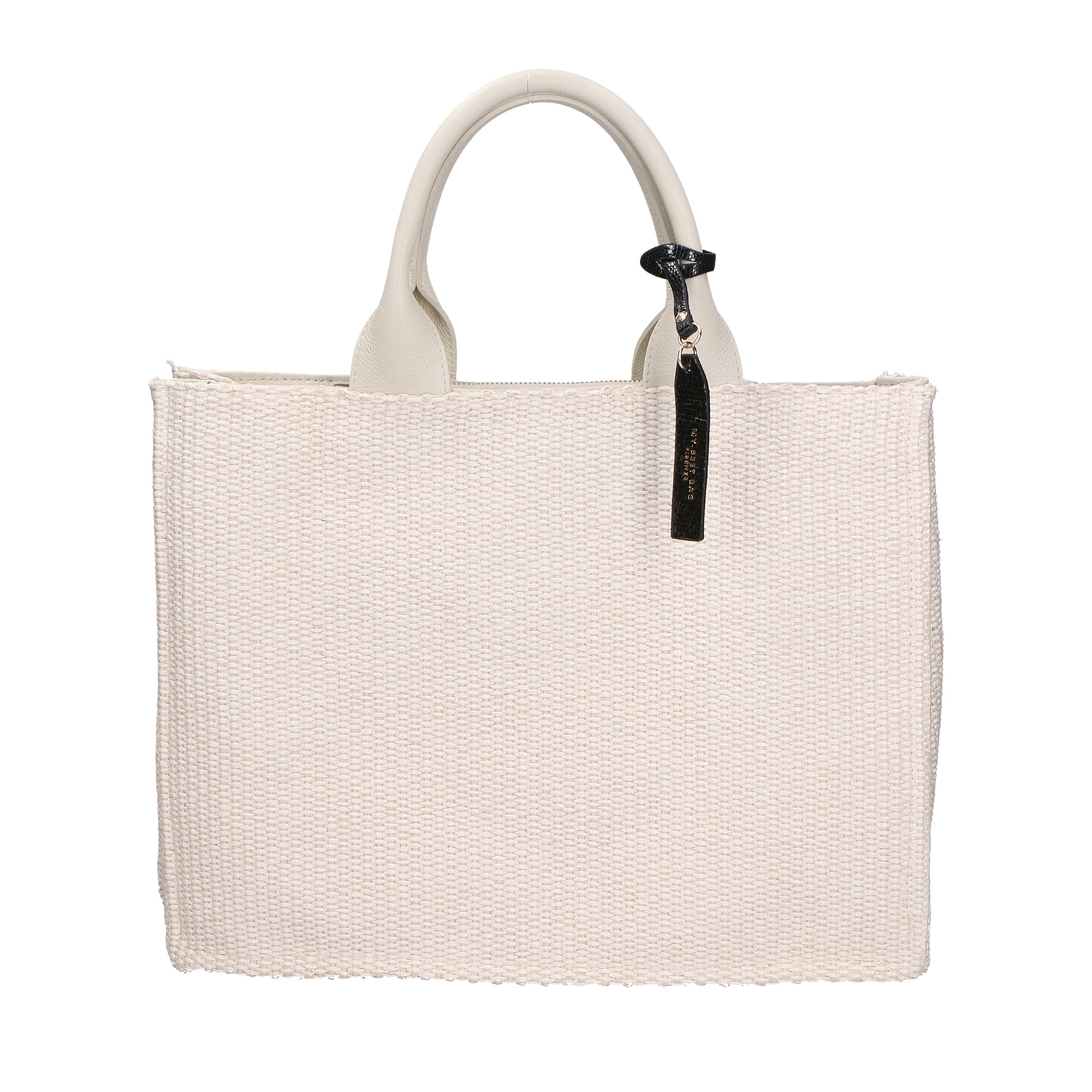 Borsa a mano  da donna Misto pelle e tessuto Made in Italy 31x41,5x15,5 cm