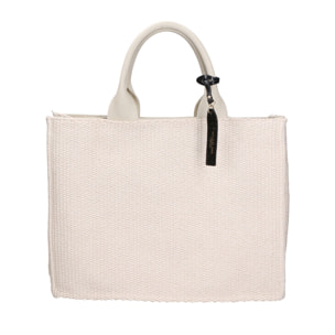 Borsa a mano  da donna Misto pelle e tessuto Made in Italy 31x41,5x15,5 cm