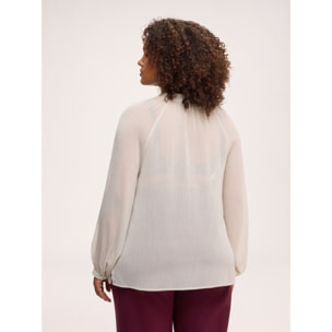 Fiorella Rubino - Blusa con fiocco e volant - Bianco