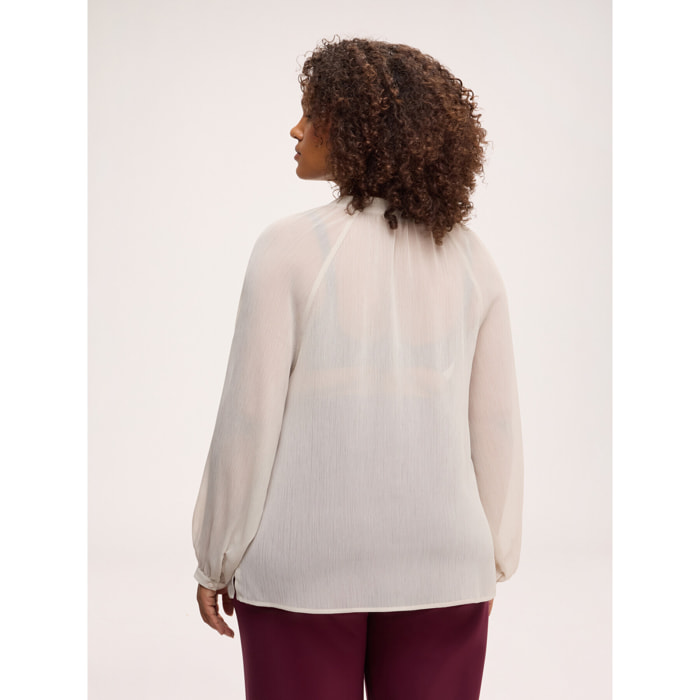 Fiorella Rubino - Blusa con fiocco e volant - Bianco