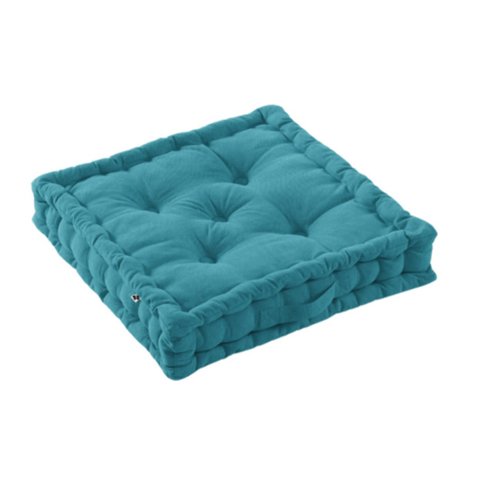 Coussin de sol 50 x 50 cm capitonné et matelassé en coton - KALA