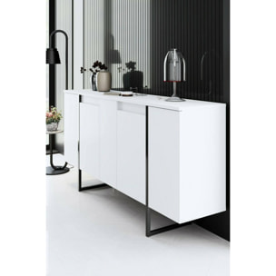 Credenza Dgarzitt, Buffet da soggiorno, Madia da salotto, Dispensa da cucina, 160x35h80 cm, Bianco e Nero