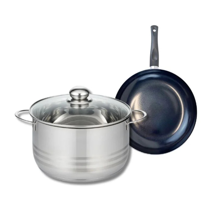 Ensemble de 1 Poêle de cuisson 20 cm et 1 faitout 24 cm Elo Prima Brillant