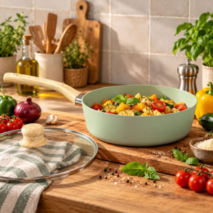 Sauteuse 24cm avec revêtement céramique céladon - tous feux COLORAMA