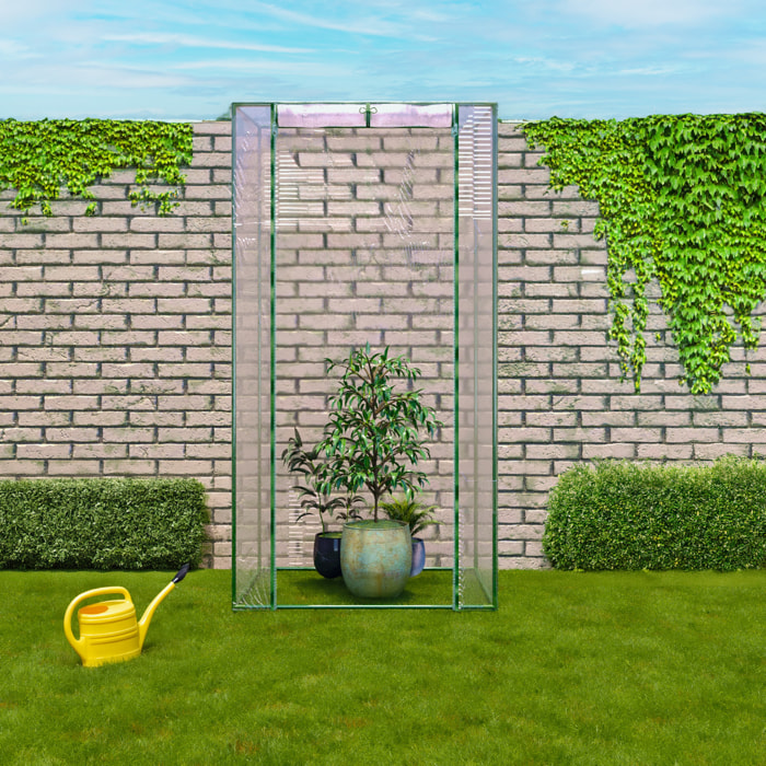 Serra Per Orto Giardino Terrazzo Balcone Senza Ripiani Struttura Metallo Verniciato Telo Trasparente PVC Con Porta Avvolgibile Apertura 95x70x190 Cm