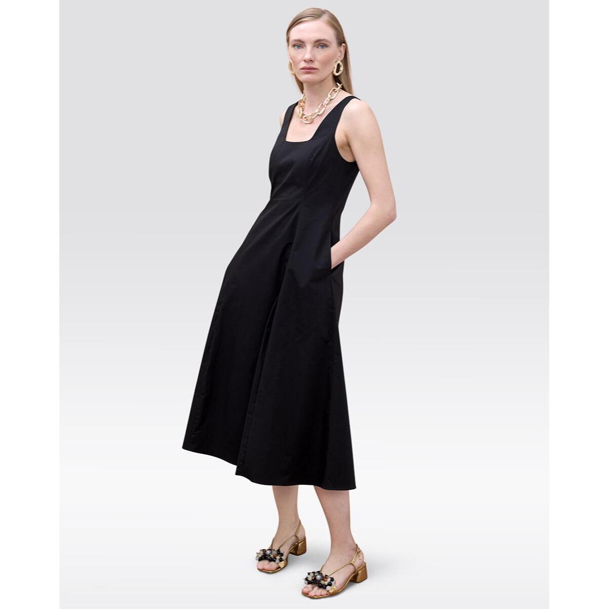 abito aderente in popeline con spalline