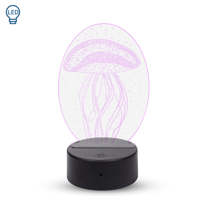 Lámpara ambiental efecto 3D, diseño Medusa. Luces RGB intercambiables, con efectos y mando a distancia.