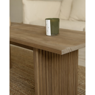 Mesa de centro de madera maciza en tono roble oscuro de 120cm Alto: 45 Largo: 120 Ancho: 55