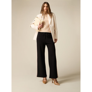 Oltre - Pantalones de jersey con bandas laterales - Negro
