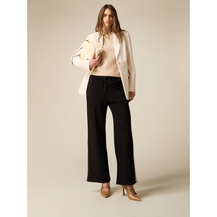 Oltre - Pantalones de jersey con bandas laterales - Negro