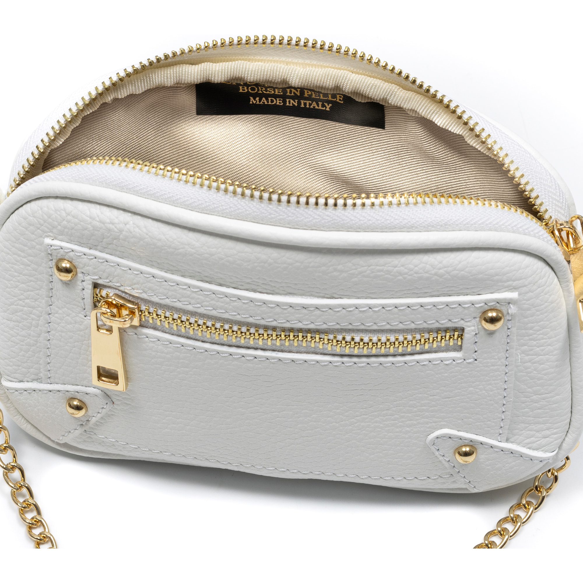 Asola bolso bandolera, de piel auténtica acabado dollaro.