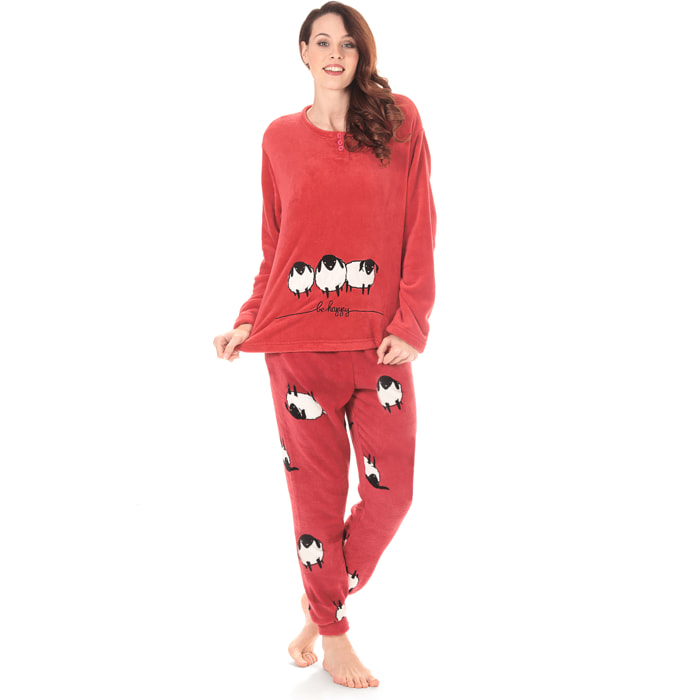 CASA ANVERSA. Dolly Tuta casa in ecopelliccia con applicazioni sulla maglia e pantalone stampato.