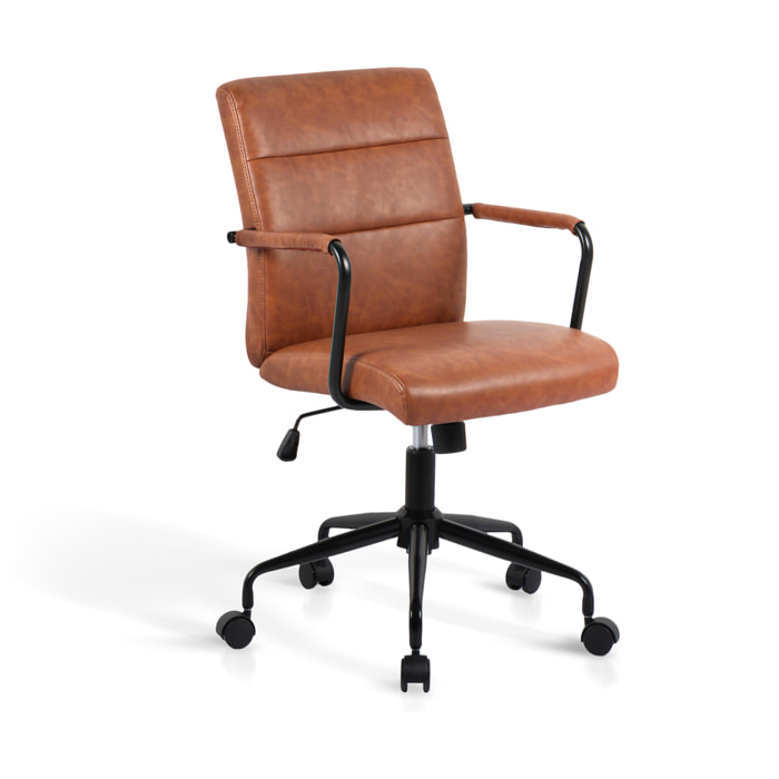 Silla de estudio Oli polipiel marrón 99x64x70 cm