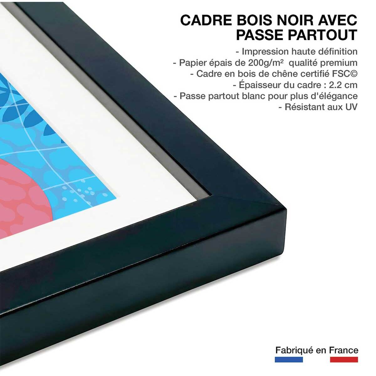 Affiche femme au bord de la piscine Affiche sous cadre noir