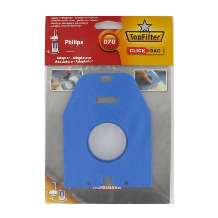 Boite de 4 sacs aspirateurs universels Top Filter avec Adaptateur Click Bag pour aspirateurs Philips 070