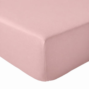 Drap-housse percale de coton uni bonnet 40 cm - Rose