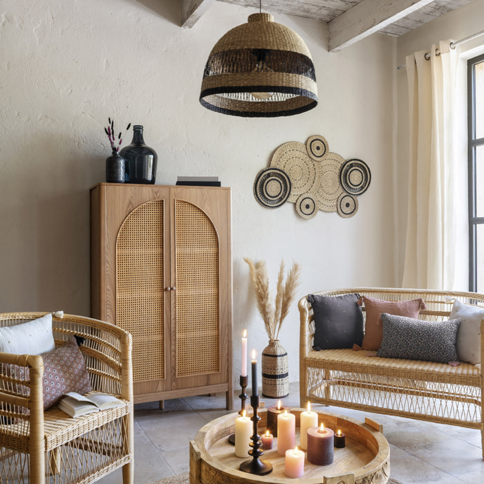 Vase "Lumière d'hiver" en paille & métal H40cm