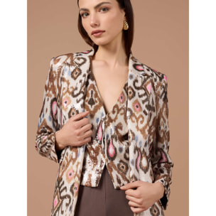 Oltre - Gilet fantasia con paillettes - Beige