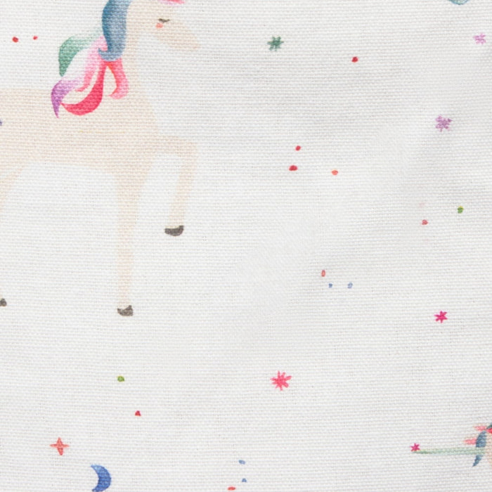 Bolsa de algodón estampada unicornios Larita color blanco 100% Algodón