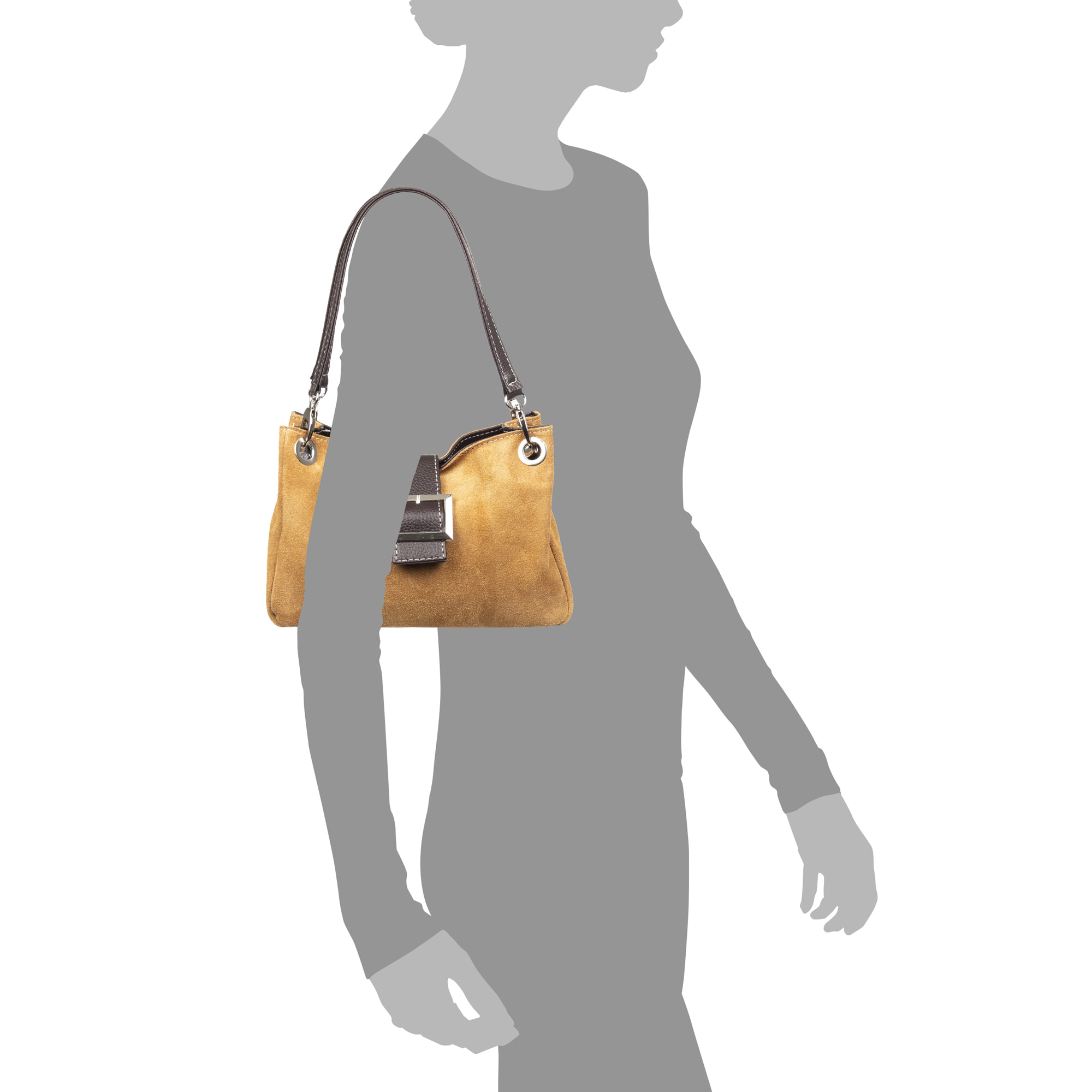 Aicurzio Bolso de hombro Mujer. Piel auténtica Gamuza Dollaro