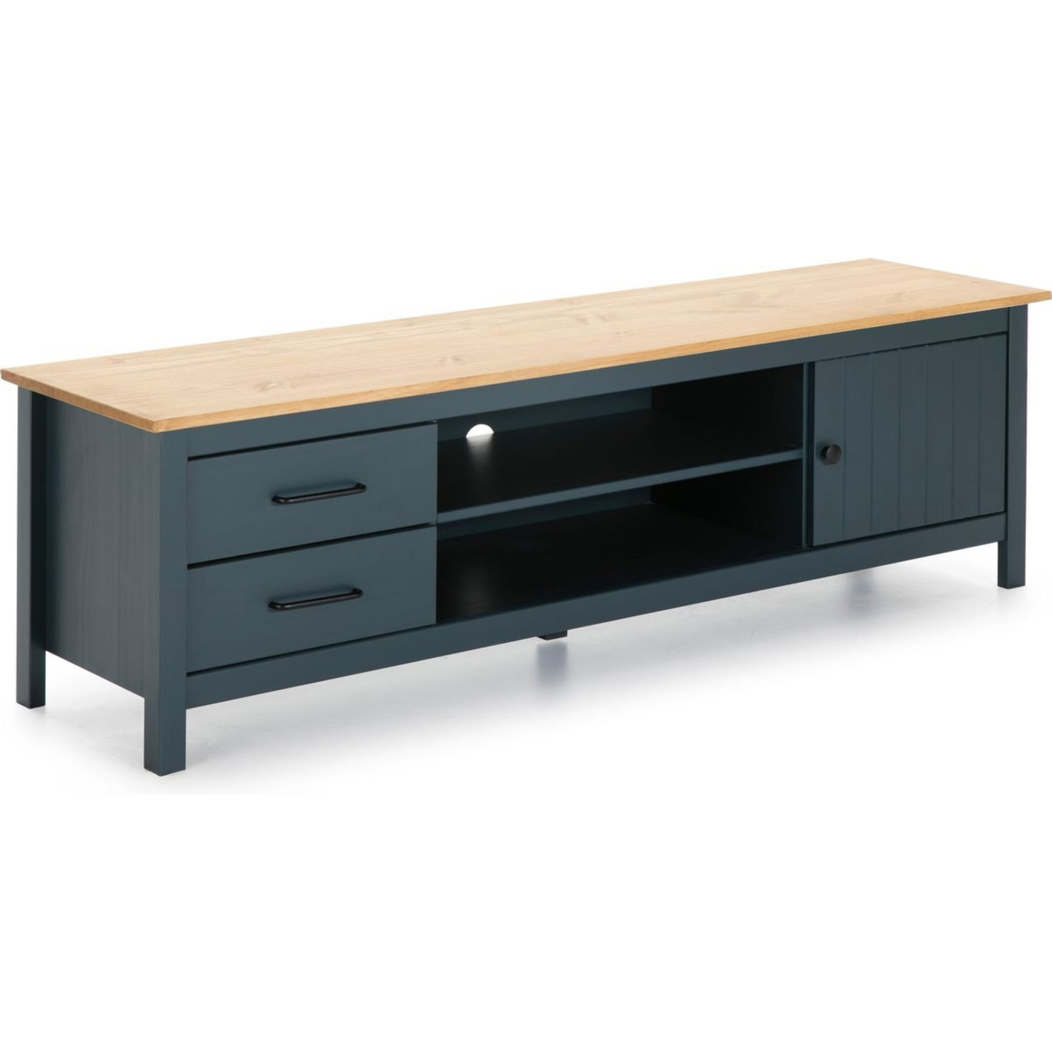 Meuble TV 1 porte 2 tiroirs en bois massif - IDA