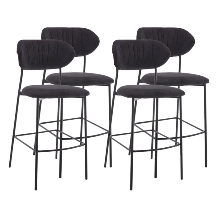 Rosita - lot de 4 tabourets de bar - en tissu - gris anthracite - Gris Anthracite