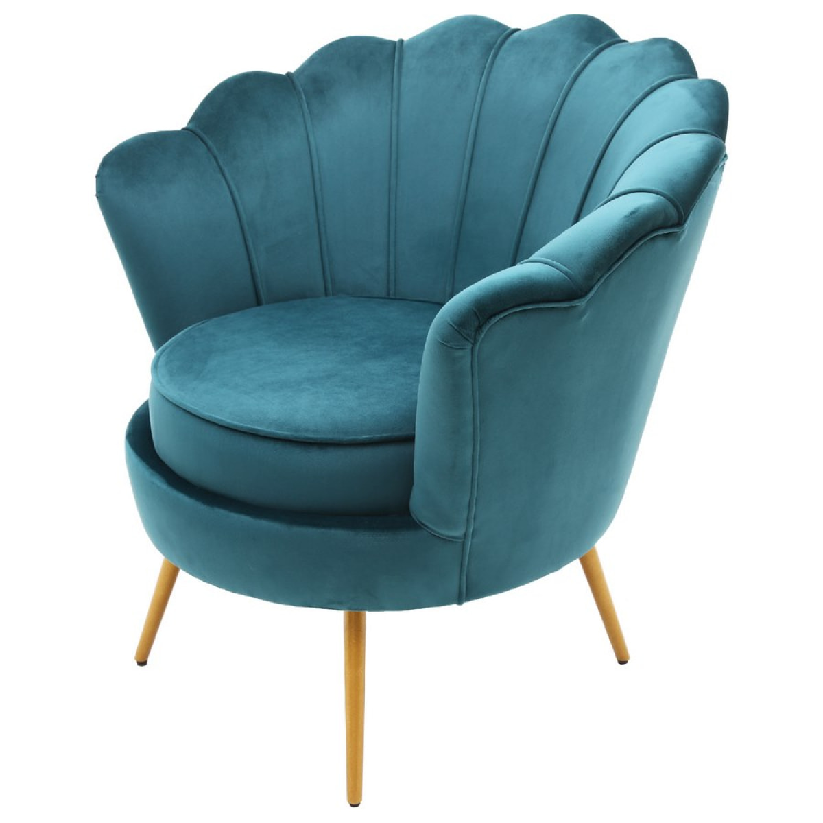 Poltrona design ventaglio con rivestimento in velluto celeste