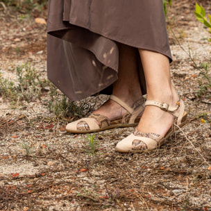 Sandalias N5207S NOBUCK-SNAKE BEIG/ STELLA color Beig