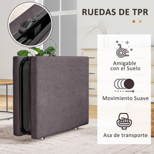 Cama Plegable 70x180 cm con Colchón de Espuma Mueble Cama Plegable con Respaldo Ajustable en 5 Posiciones y Ruedas Cama de Invitados Carga 120 kg