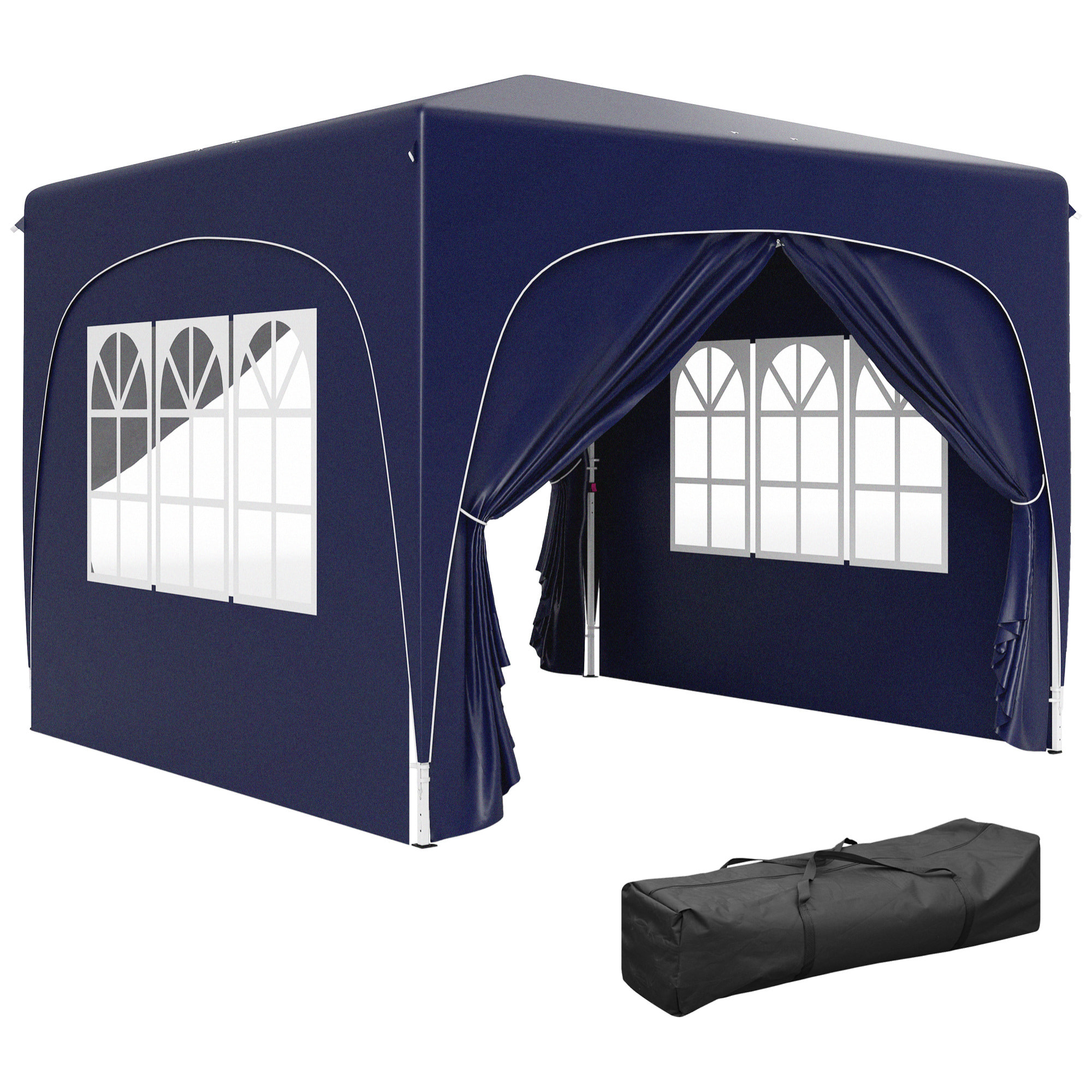Carpa Plegable Gazabo 3x3 m con Paneles Laterales UPF50+ Cenador Pabellón de Jardín con Altura Ajustable y Bolsa de Transporte para Camping Fiestas Patio Terraza