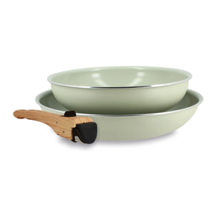 Lot de 2 poêles céladon revêtement céramique - Tous feux COLORAMA